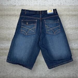 Vintage Skater Wide Leg Jean Shorts Outback Rider Dark Wash Baggy 14" Inseam Y2K